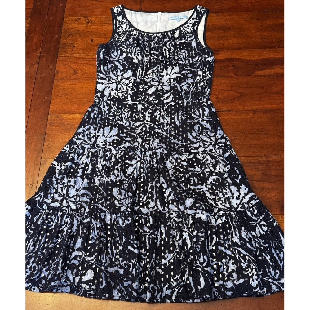 Antoni Melani Fit & Flare Dress Navy & White Eyelet Lace Women's Size 0